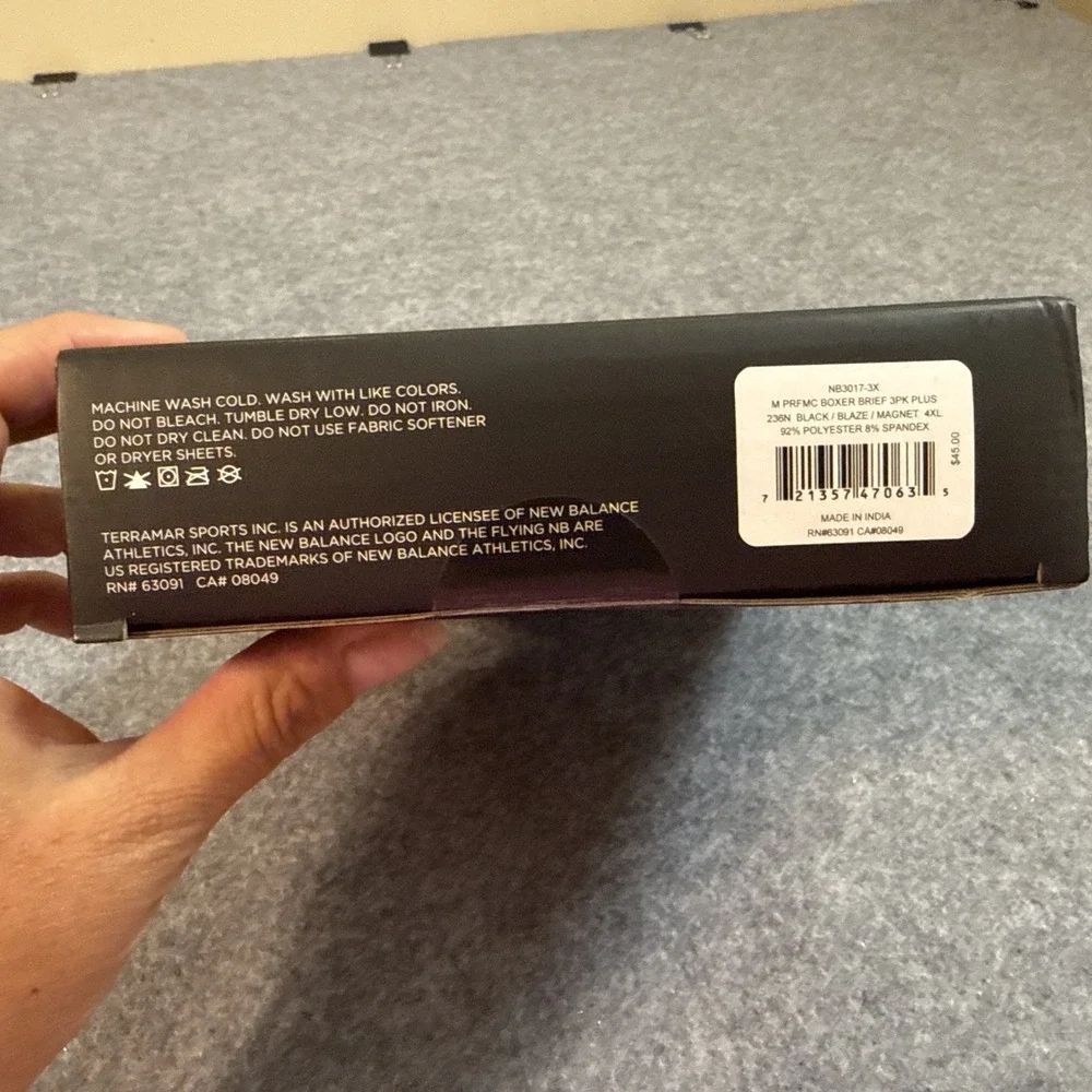 New Balance Men's Premium Performance Boxer Briefs 3-Pack Size 4XL, 52